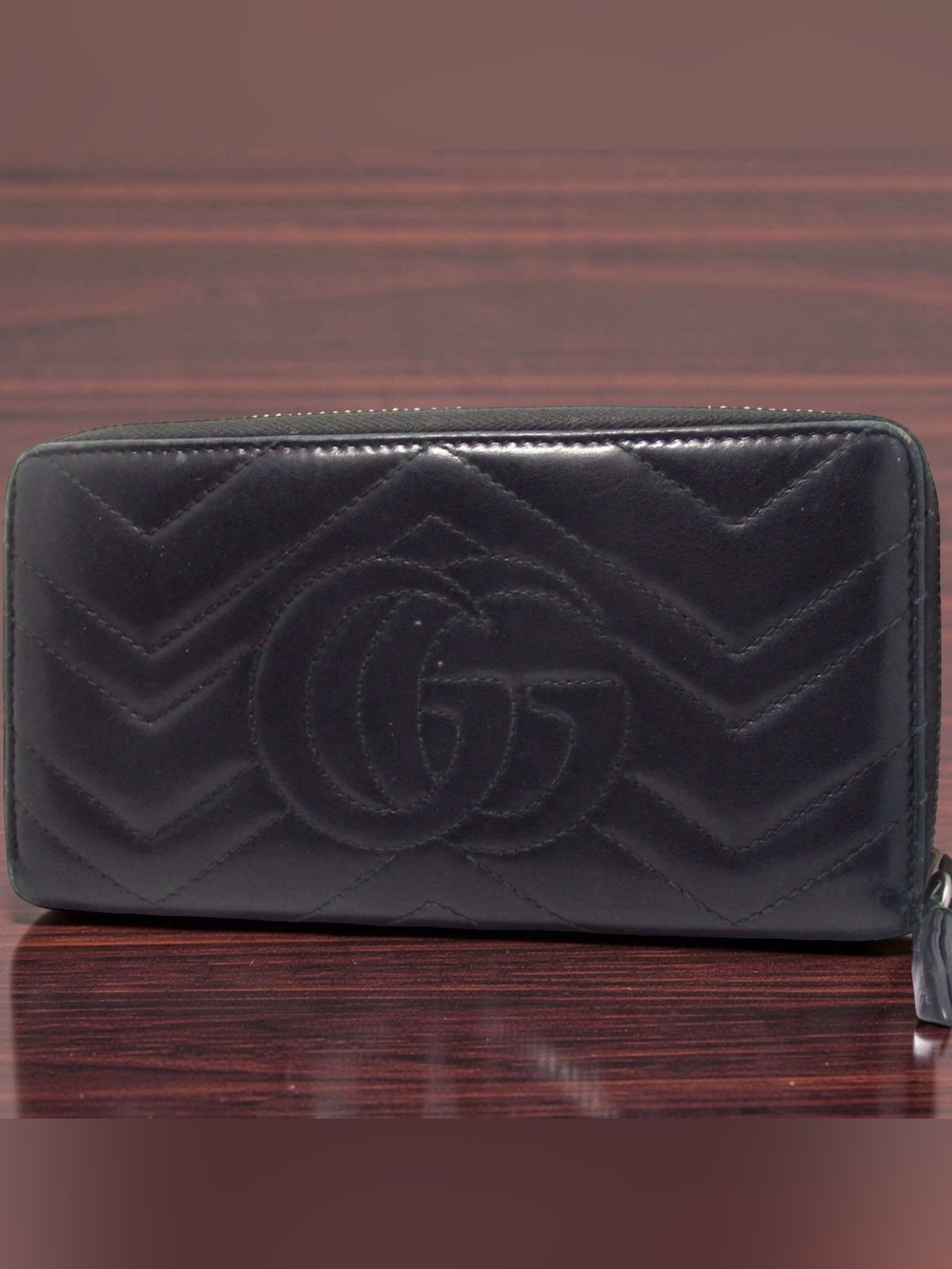 GUCCI GG Marmont Quilted Leather Zip Around Wallet 😍🖤🔥 - Picture 3 of 13